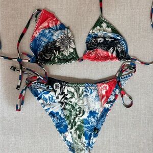 Agua Bendita Red and Blue Bikini Swimwear